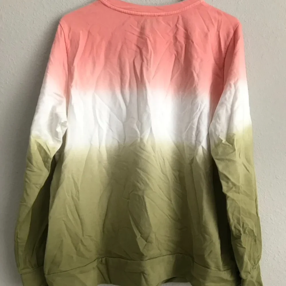 J Jason Wu French Terry Dip Dye Pullover Sweatshirt - Olive (sz L) a503661 - Picture 3 of 3